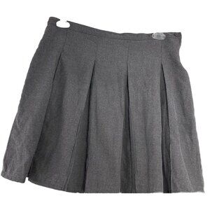 Lands End Skirt Adult Gray Pleated Tab Pocket Work Uniform Bottom Womens Sz: 13